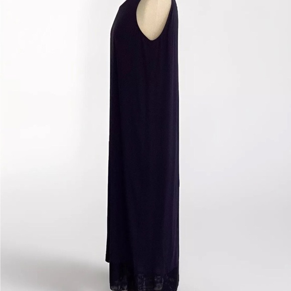 Eileen Fisher Navy Blue Scoop Neck Silk Sheathe Dress with Matching Jacket Sz M - Picture 6 of 15